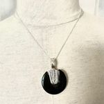 Black silver tone rhinestone pendant necklace Photo 1