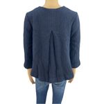 Talbots  Jacket US 6 Womens Blue Cotton Basketweave 3/4 Sleeve Zip Up w/ Pockets Photo 4