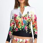 Johnny Was Floral Surf Long Sleeve Top Black Sea Rash Guard size XS Photo 0