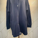 Anthropologie Deletta Murray Coat Sweatshirt Bomber Cotton Navy Blue Size Small Photo 4