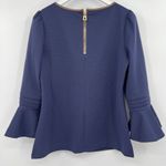 Sail To Sable Textured Bell Sleeve Top Blouse 3/4 Sleeve Back Zip Size Medium Photo 3