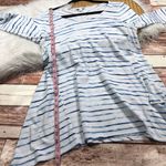 j. Jill shark bite tunic blouse blue stripe‎ detail Photo 2