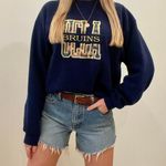 Vintage UCLA Bruins Embroidered Paisley Floral College Crewneck Sweatshirt in Navy Blue Size L Photo 0
