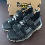 Dr. Martens  Black Leather Combat Sandals Shoes New  Photo 1