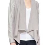 BLANK NYC Private Practice Vegan Leather & Cotton Drape Front Moto Jacket Gray, S Photo 0