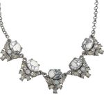 Loft Rhinestone Statement Necklace White Gray Marbled Stones Photo 8