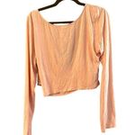 BANDIER X SOMETHING NAVY Top Women Size 2XL Cropped Crossover Pale Blush Pink Photo 3