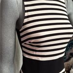 Banana Republic Fit & Flare Cocktail Dress Black/White Stripes Cut Out Back Edgy Photo 1