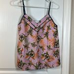 Current Air  Pink Plumeria Spaghetti Strap  Tank Top Blouse LINEN Size Small EUC Photo 1