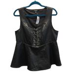 Torrid  Black Faux Leather Lace Up Peplum Fitted Vest Top Biker Plus Size 00 M/L Photo 1