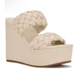 Nine West Nessie Women White Creme Spring braided wedge Sandal Heel shoe Sz US 9 Photo 3