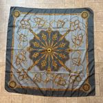 None Vintage Horse Tack Scarf Blue/Gold 32x32 Photo 0