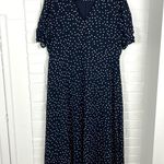 DKNY Navy White Polka Dot Midi Dress Size 14 Photo 1