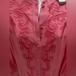 G.D.S By HELENAM Camellia Rose Pink Midi Sleeve Dress with Embroidery Sz S Photo 4