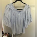 H&M Blue and White Striped Off The Shoulder Shortsleeved Blouse size 4 Photo 4