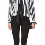 Equipment x Kate Moss Women’s XS Black Stripe 100% Silk Button Down Minimalist Photo 0