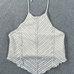 Bershka Crochet Knit Halter Top Cropped Size Medium Beige Boho Photo 0