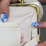 Vintage 60s White Hand Made Beaded Purse Photo 7