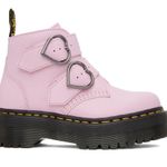Dr. Martens Devon Heart Leather Platform Boots Buckle Pink Lavender 6 GUC Photo 11