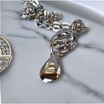 Sterling Silver White Gold Black Onyx Coin Necklace with CZ New Photo 5