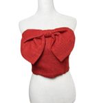 Altar'd State Red  Khloe Tweed Bow Corset Top Size Small Christmas Valentine Date Photo 2