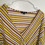 Timing Faux Wrap Blouse Yellow Red Stripes Photo 6