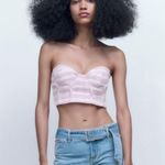 ZARA pink purple sweetheart zip up cropped corset top S Photo 0