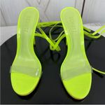 Schutz  Cloe Ankle Wrap‎ Heels Neon Green 7 Clear Toe Strap Open Toe Photo 5