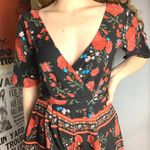 Francesca's Black & Red Floral Romper Photo 3