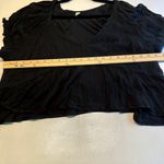 BP  Women's Smocked V Neck Peplum Top Short Sleeve‎ Black 2X Photo 5