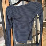 Brandy Melville John Galt  leah long sleeve top striped scoop vneck neutral tee Photo 3