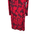 CAbi Red Floral Print Long Sleeve Button Up Collared Midi Dress Small Photo 2
