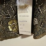 NWT Vintage 100% Silk beaded floral deadstock blazer cardigan gold black india Size M Photo 2