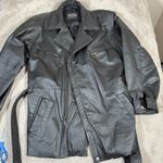 Vintage Wilson's Women's Mid Length Leather Waist Tie‎ Jacket Size L Moto Black Size L Photo 4