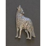 Vintage Metal Storm Pewter Howling Wolf Brooch Pin Stamped Signed Woodland Dog Silver Photo 1