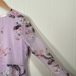 Leith Long Sleeve Floral Chiffon Dress Lavender Frost Medium Photo 4