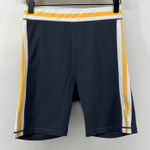 Wilo The Label Women M High Waisted Biker Short Blue Yellow Stripe Athleisure Size M Photo 0