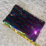 NEW Rainbow Sequin Zip Top Clutch Organizer Pouch NWOT Purple Photo 3