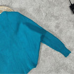Free People Downtown Oversized Asymmetrical Ribbed Knit Sweater in Teal XS Photo 9