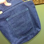 1970s Novelty Denim Geometric Aztec Wood Detail Top Handle Purse Photo 2