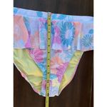 Island Soul Ruffle Bikini Pastel Yellow Pink Purple Floral Juniors Size XL Strappy Back NEW Photo 8