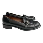 Etienne Aigner Black Leather Loafers with Silver Buckle Detail Women’s Size 8N Photo 2
