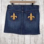 Gap  Y2K Skirt Women 12 Blue Denim Mini Jean Fleur De Lis Western‎ Staple Casual Photo 3