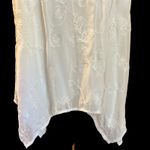 Elle  White Dress SZ L Embossed W/ Embroidery LWD Bow Tie Back Handkerchief Sheer Photo 4