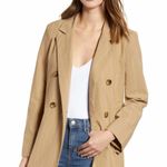 NWT Prima X Nordstrom Double Breasted Jacket Trench Coat Large Tan Photo 2