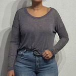 Chaser Gray Burnout Long Sleeve Oversized Top Sz S Photo 0