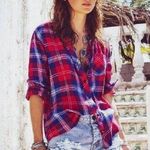 Rails Red White Blue Hunter Cobalt Cherry Plaid Flannel Shirt Size Size S/M Photo 1