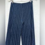 Chico's Travelers Wide Leg Pants Womens Slinky Knit Navy White Striped Sz O Short Photo 4