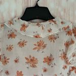 Free People White Amanda Ruffle Long Sleeve Wrap Orange Floral Top Photo 10