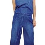 Cloth & Stone  x Anthropologie - NWOT Blue Denim Halter Wide Leg Jumpsuit Sz L Photo 0